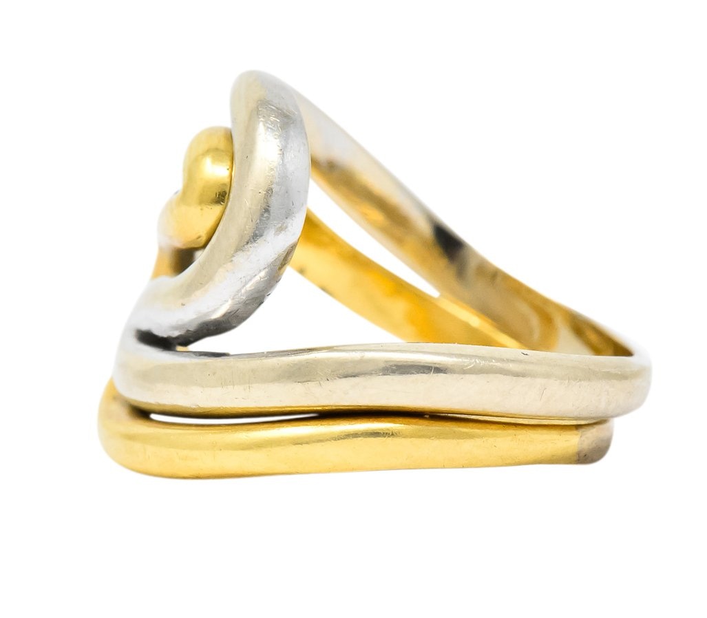 Gucci Vintage 18 Karat Two-Tone Gold Wave Stacking Rings - Wilson's Estate Jewelry