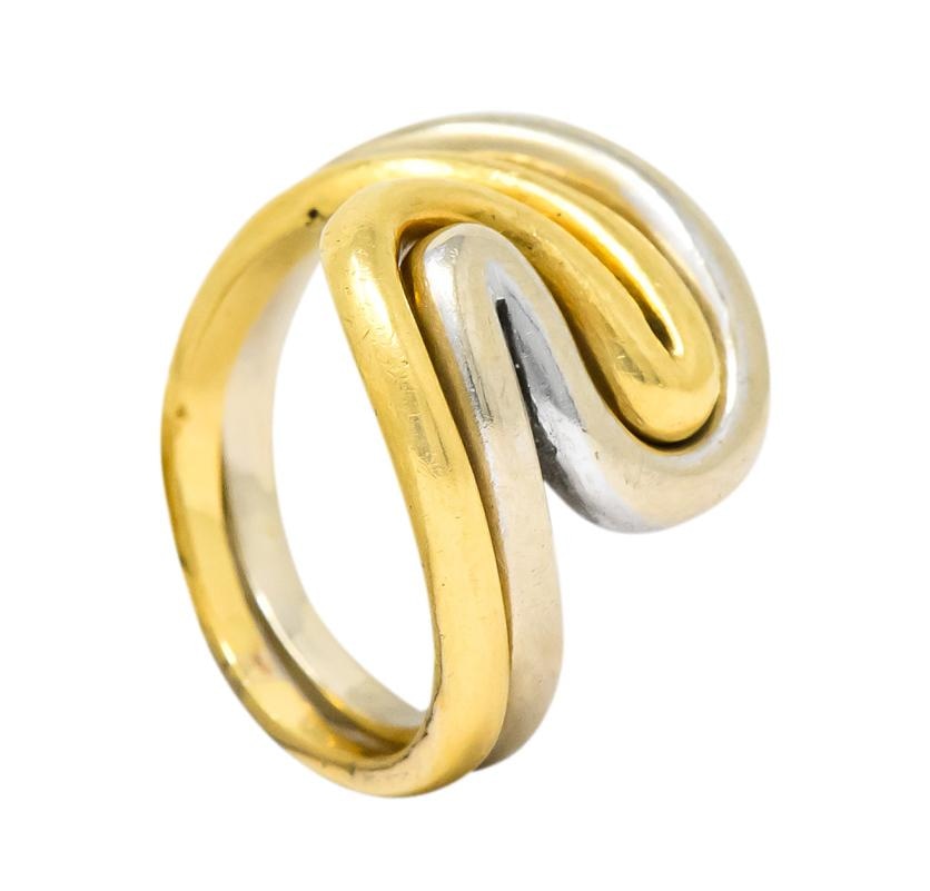 Gucci Vintage 18 Karat Two-Tone Gold Wave Stacking Rings - Wilson's Estate Jewelry