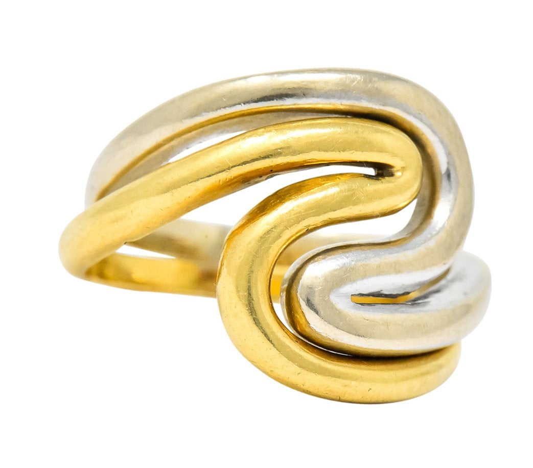 Gucci Vintage 18 Karat Two-Tone Gold Wave Stacking Rings - Wilson's Estate Jewelry