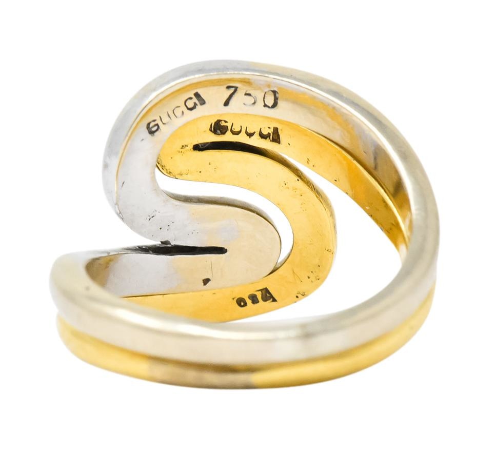 Gucci Vintage 18 Karat Two-Tone Gold Wave Stacking Rings - Wilson's Estate Jewelry