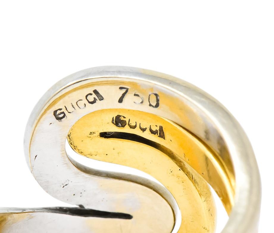 Gucci Vintage 18 Karat Two-Tone Gold Wave Stacking Rings - Wilson's Estate Jewelry