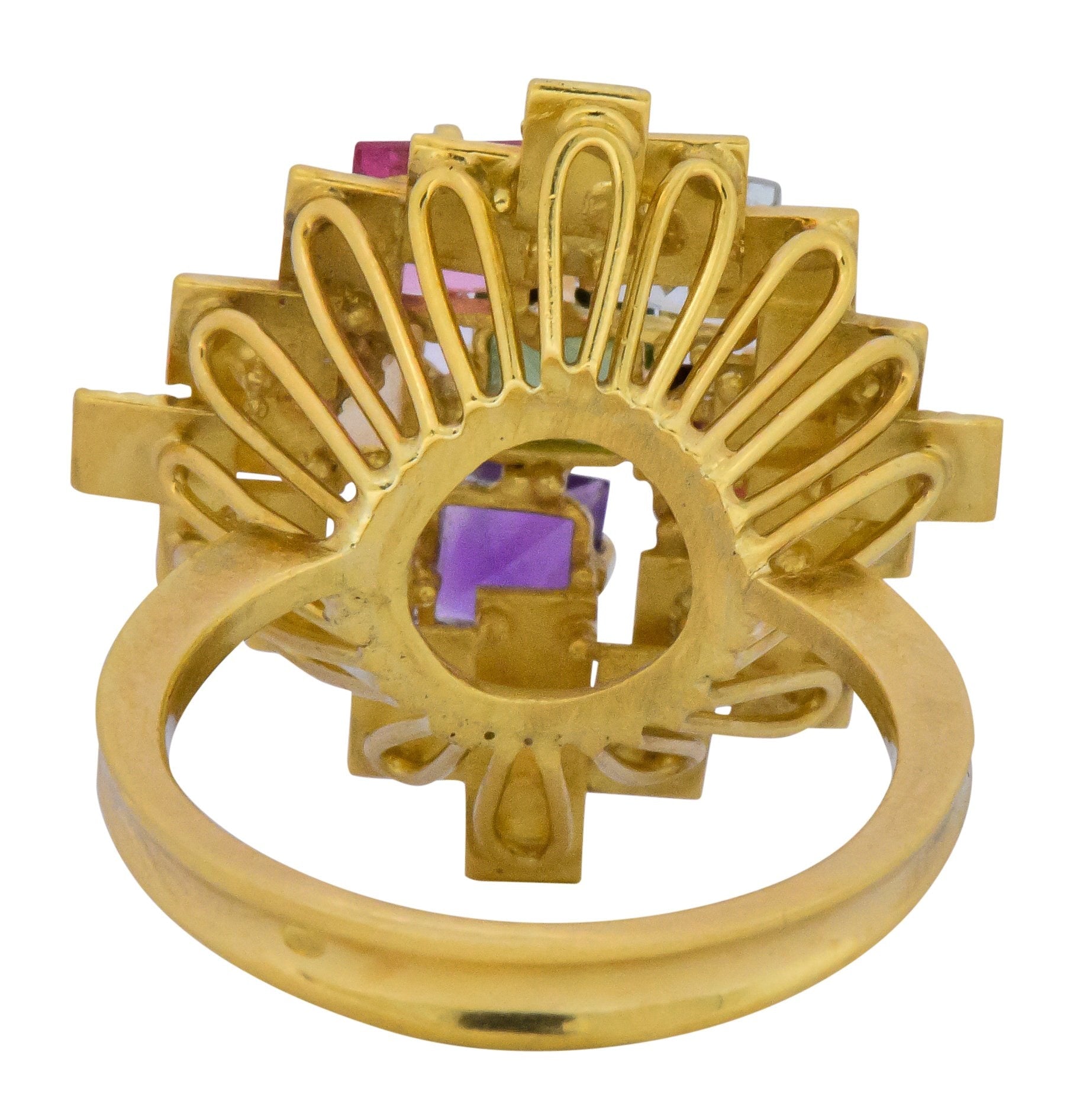 H. Stern 4.35 CTW Multi-Gem Tourmaline Amethyst Citrine Garnet 18 Karat Gold Cocktail Ring Wilson's Estate Jewelry