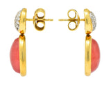 H. Stern Diamond Rhodochrosite 18 Karat Gold Drop Vintage Earrings - Wilson's Estate Jewelry