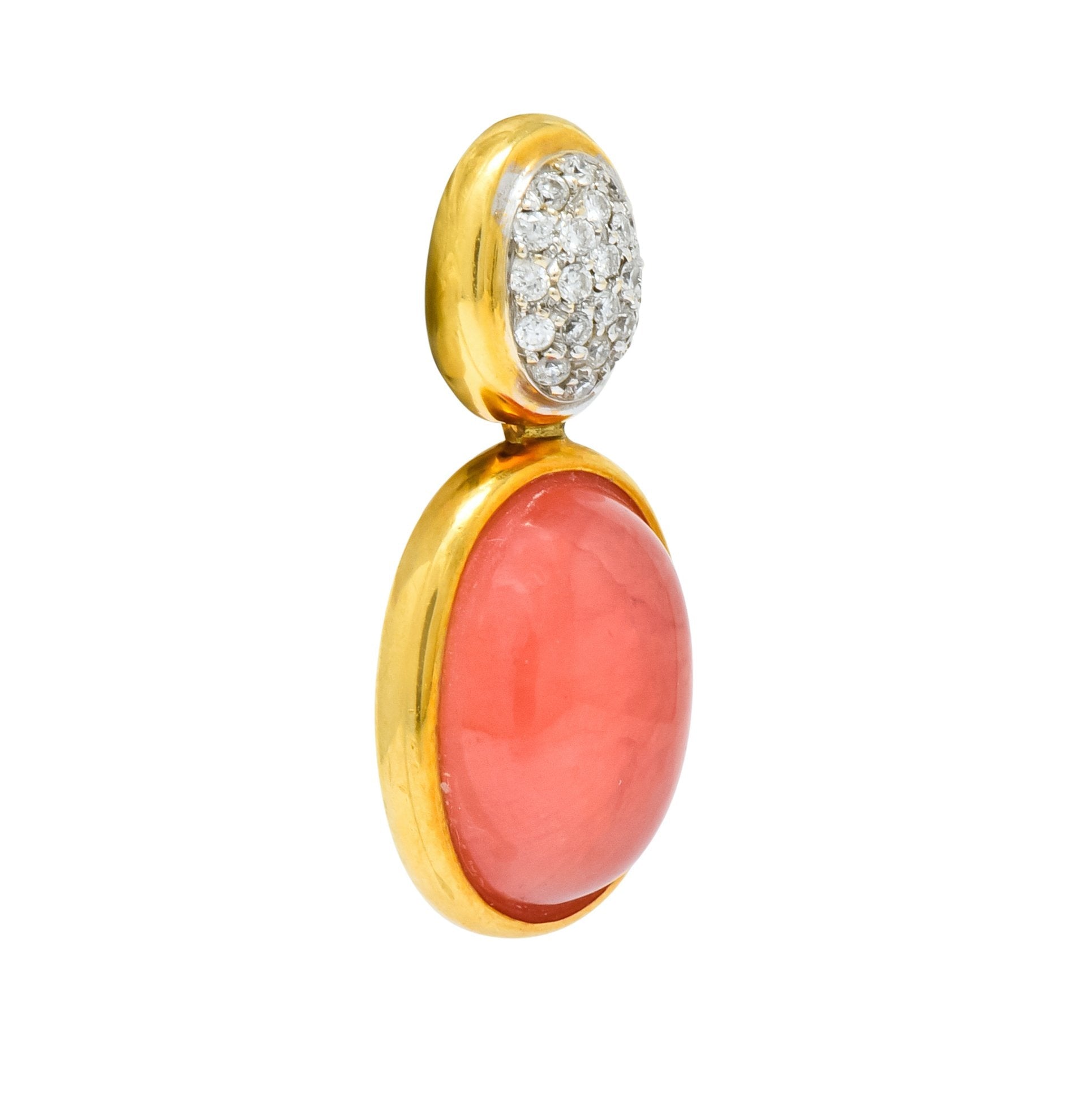 H. Stern Diamond Rhodochrosite 18 Karat Gold Drop Vintage Earrings - Wilson's Estate Jewelry