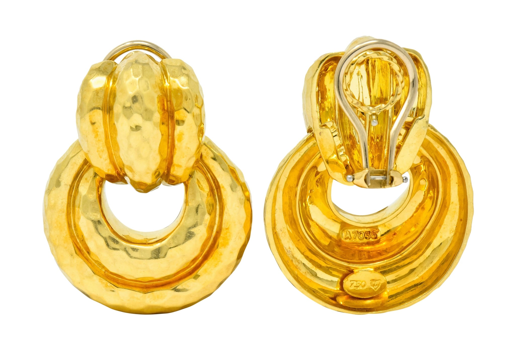 Henry Dunay 18 Karat Yellow Gold Fashionable Door Knocker Earrings - Wilson's Estate Jewelry