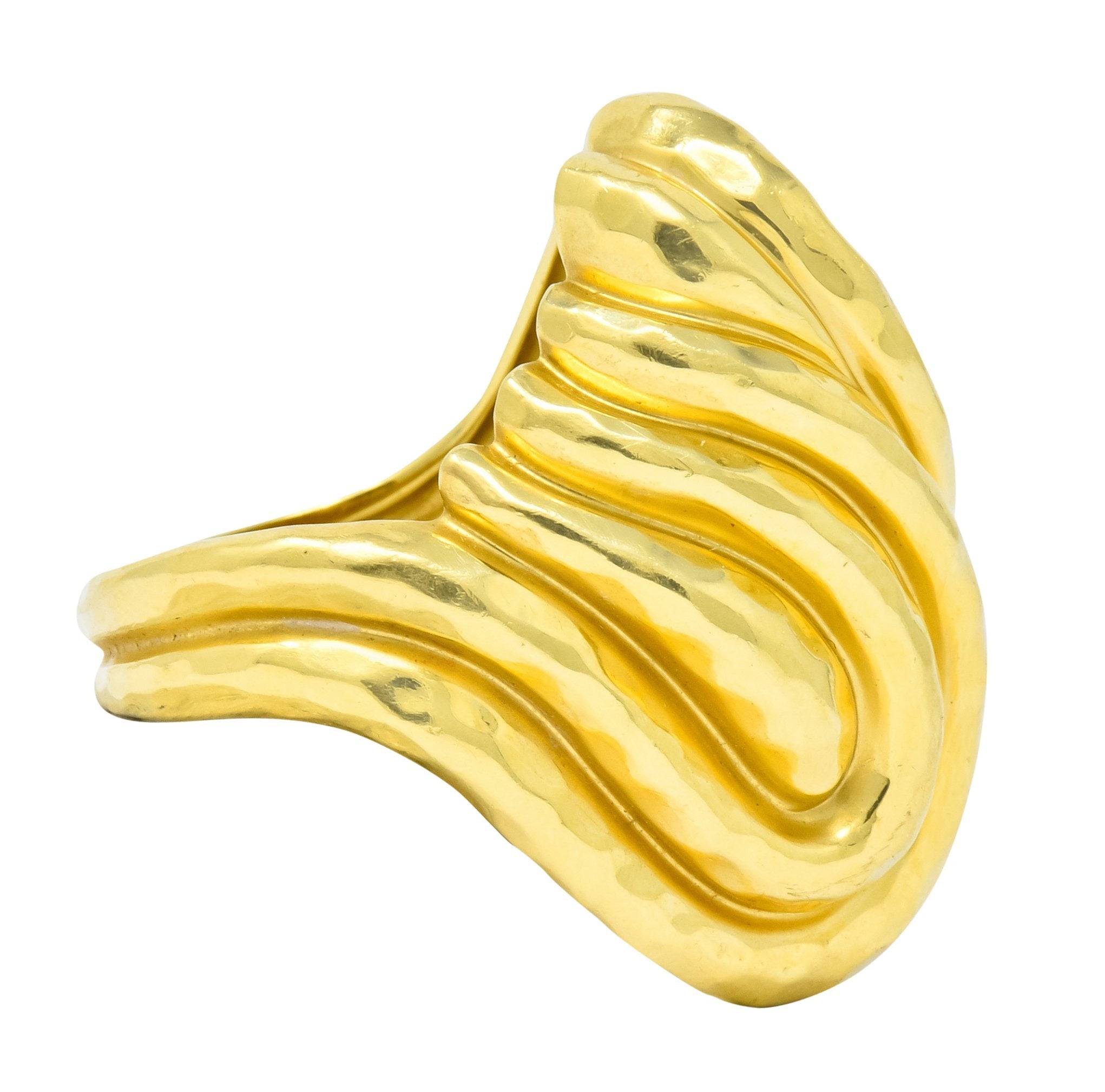 Henry Dunay Vintage 18 Karat Gold Hammered Swirl Ring Circa 1980 - Wilson's Estate Jewelry