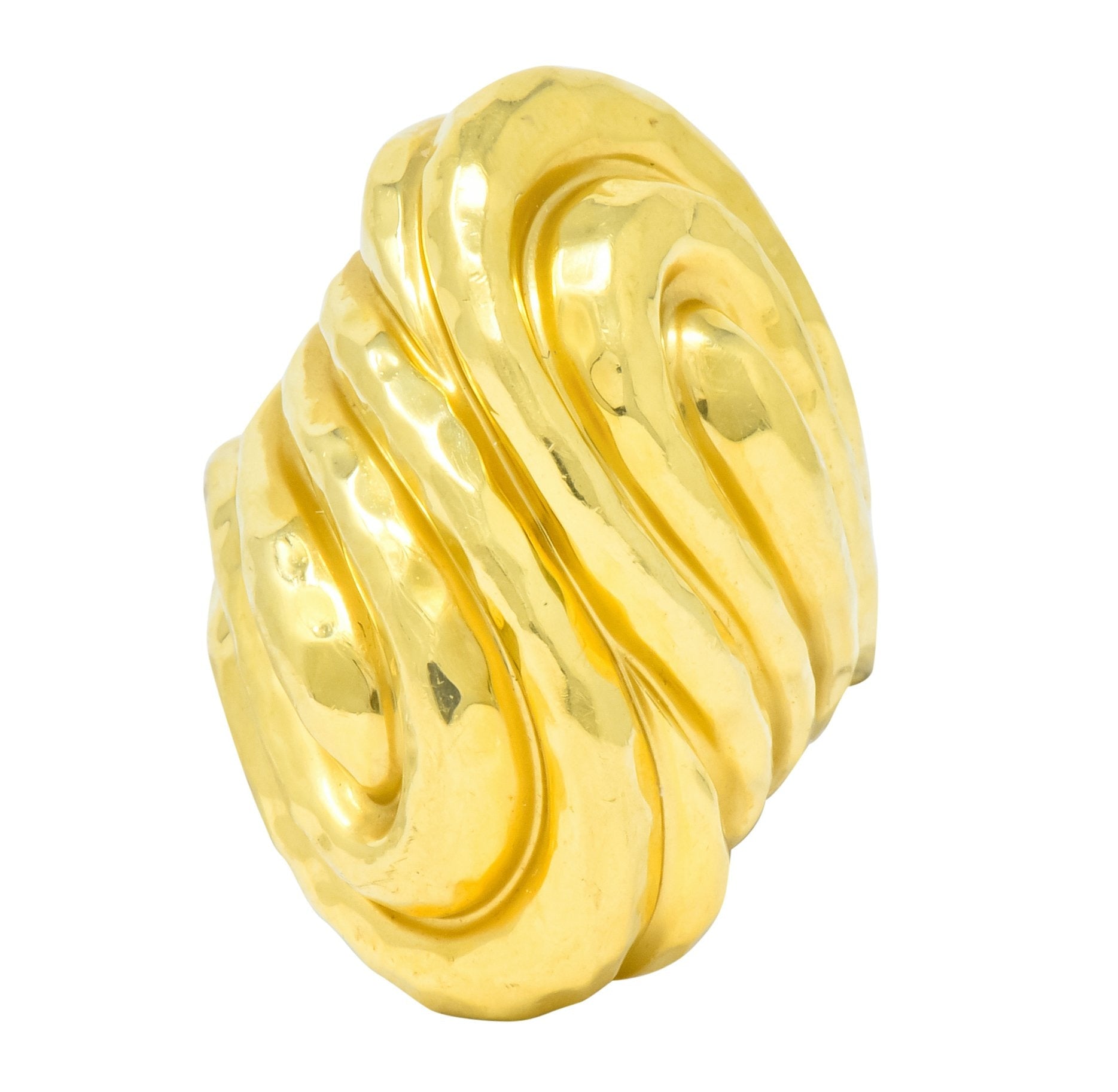Henry Dunay Vintage 18 Karat Gold Hammered Swirl Ring Circa 1980 - Wilson's Estate Jewelry