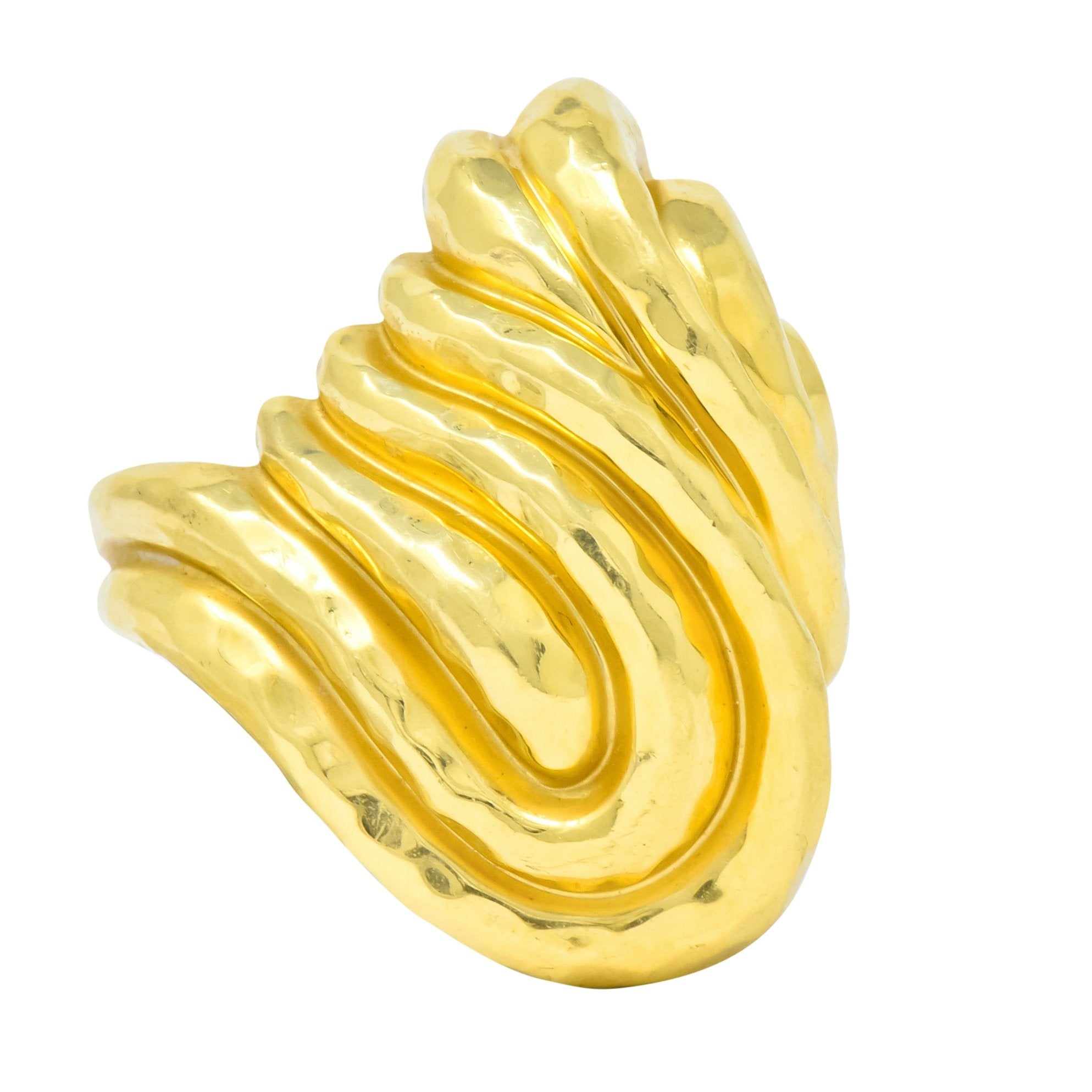 Henry Dunay Vintage 18 Karat Gold Hammered Swirl Ring Circa 1980 - Wilson's Estate Jewelry