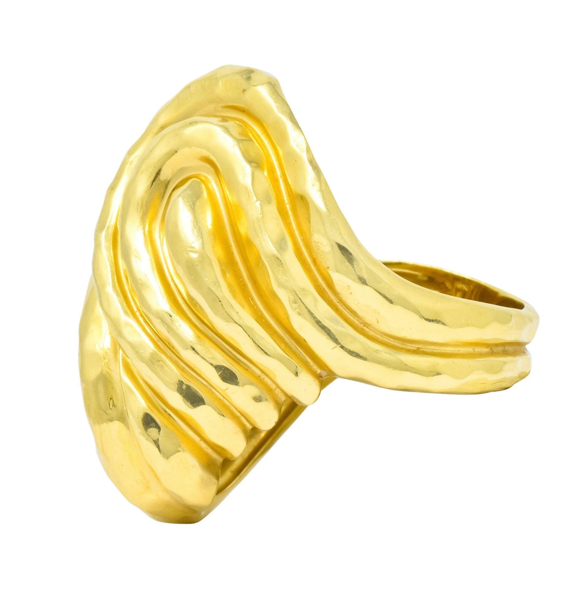 Henry Dunay Vintage 18 Karat Gold Hammered Swirl Ring Circa 1980 - Wilson's Estate Jewelry