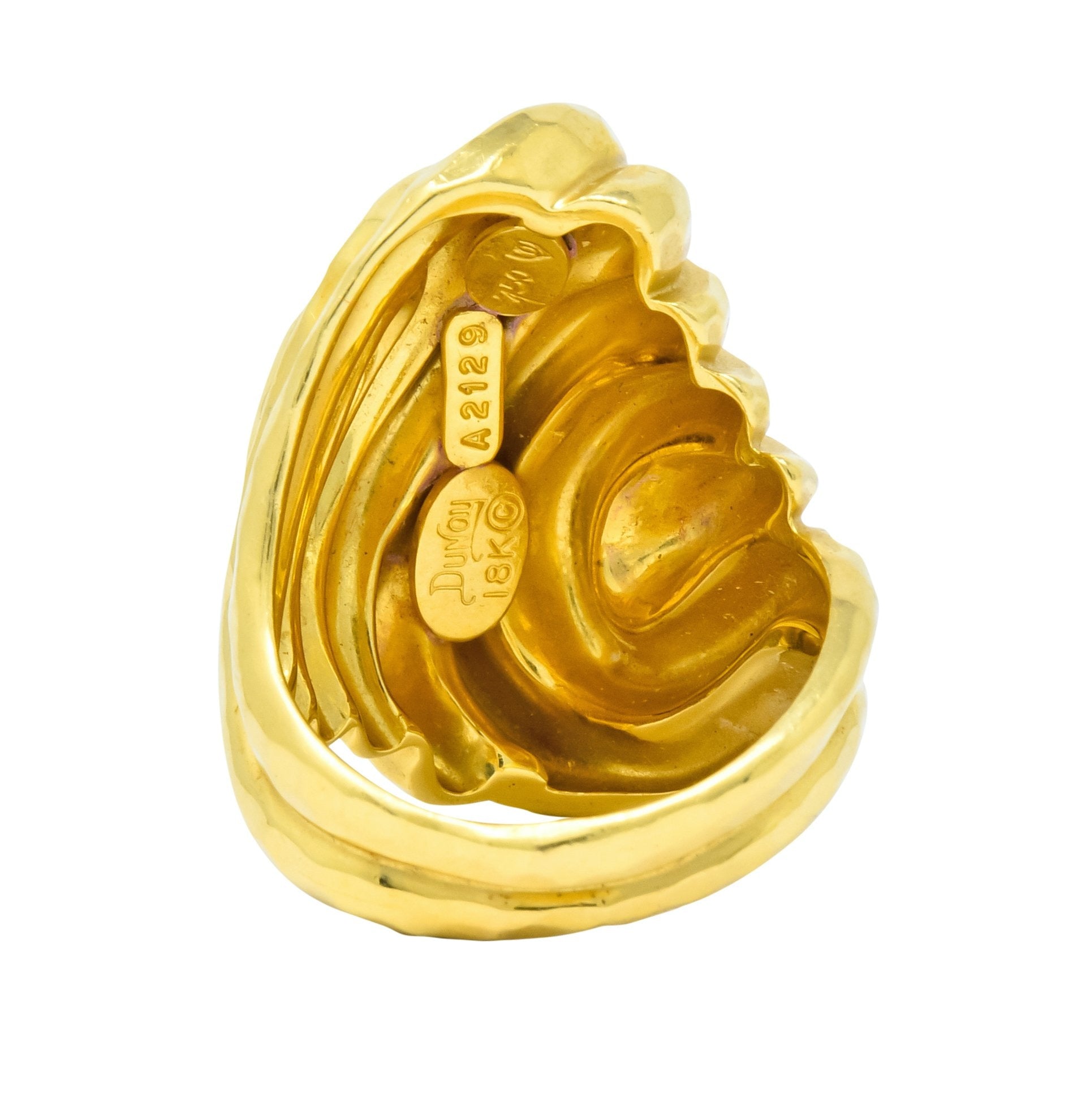 Henry Dunay Vintage 18 Karat Gold Hammered Swirl Ring Circa 1980 - Wilson's Estate Jewelry