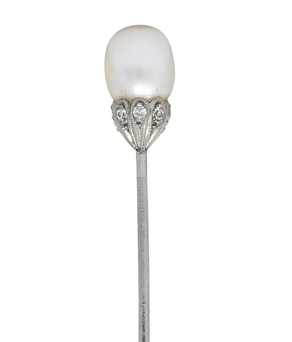 J. E Caldwell & Co. Edwardian Pearl Platinum Stickpin - Wilson's Estate Jewelry