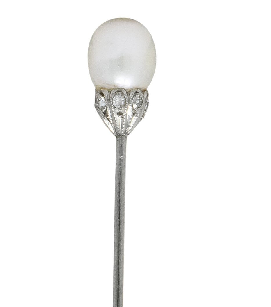 J. E Caldwell & Co. Edwardian Pearl Platinum Stickpin - Wilson's Estate Jewelry