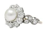 J.E. Caldwell Edwardian 1.50 CTW Natural Pearl Diamond Platinum-Topped 14 Karat Gold Ring Wilson's Estate Jewelry