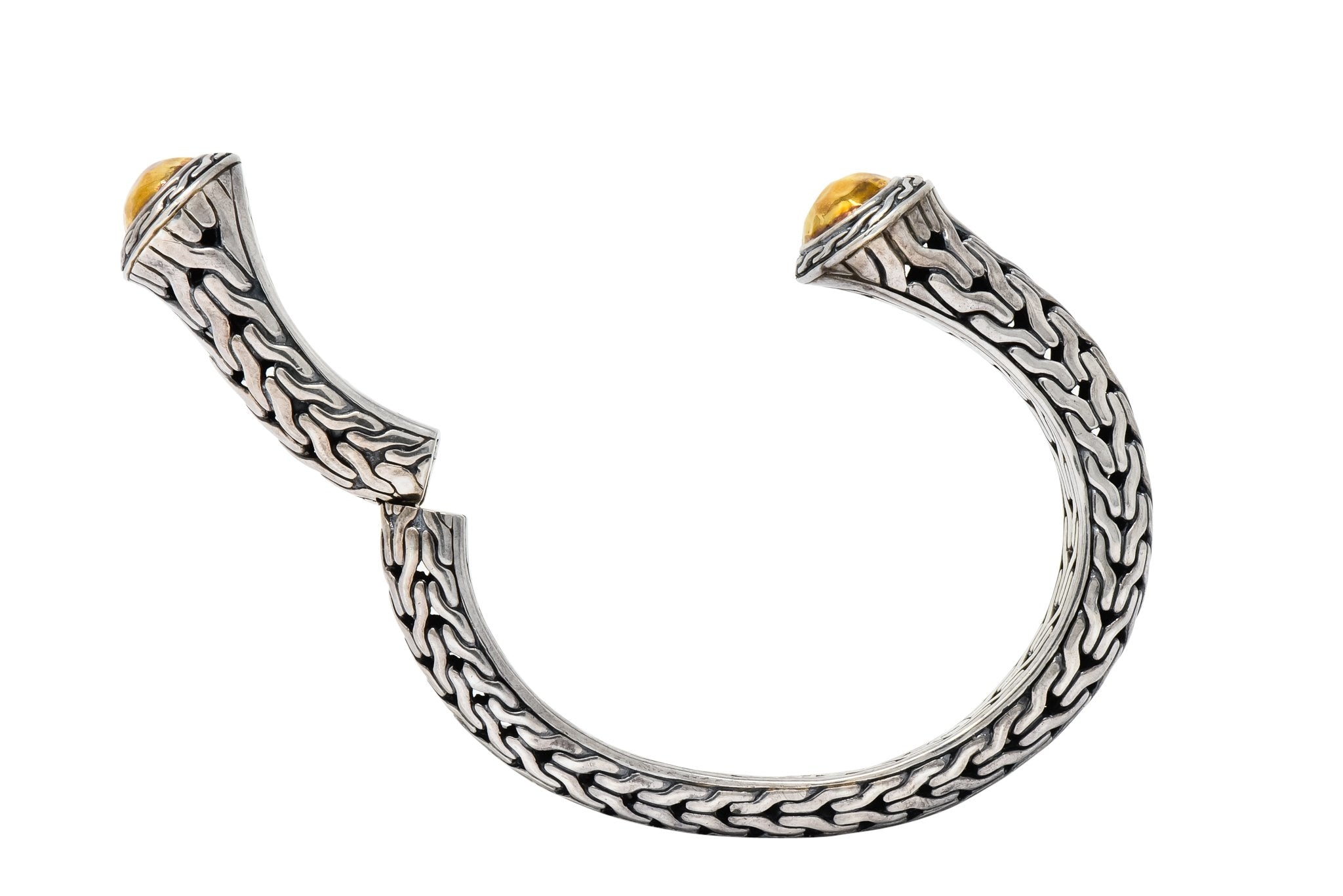 John Hardy Sterling Silver 22 Karat Gold Classic Chain Cuff Bracelet - Wilson's Estate Jewelry