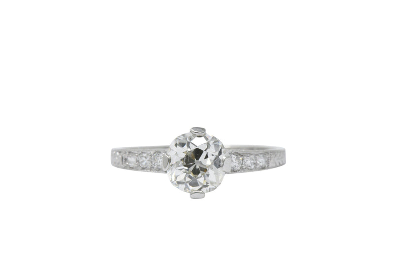 Kirk Art Deco 1.16 CTW Diamond Platinum Engagement Ring GIA Wilson's Estate Jewelry