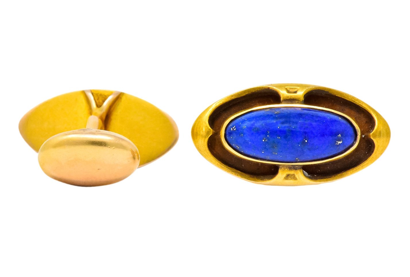 Krementz Art Nouveau Lapis Lazuli 14 Karat Gold Cufflinks - Wilson's Estate Jewelry