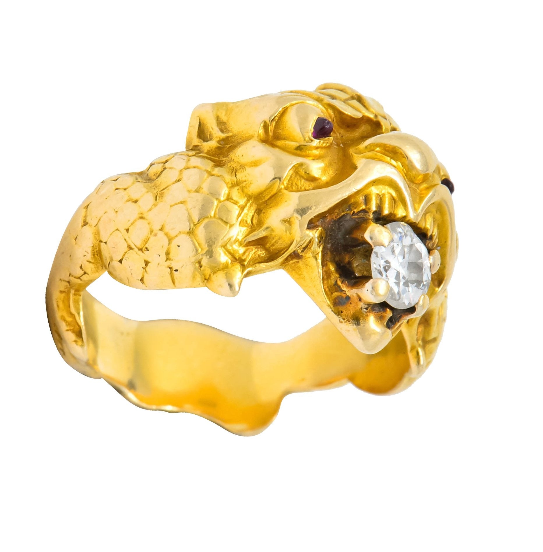 Larter & Sons Art Nouveau Diamond 14 Karat Gold Sea Creature Ring Circa 1890 - Wilson's Estate Jewelry