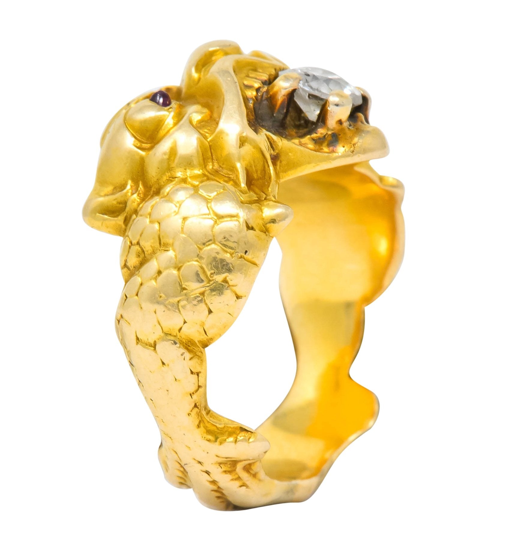 Larter & Sons Art Nouveau Diamond 14 Karat Gold Sea Creature Ring Circa 1890 - Wilson's Estate Jewelry