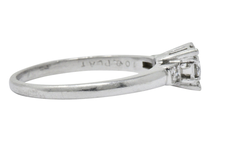 1950's Mid-Century 0.40 CTW Diamond Platinum Three Stone Engagement Ring Wilson's Estate Jewelry