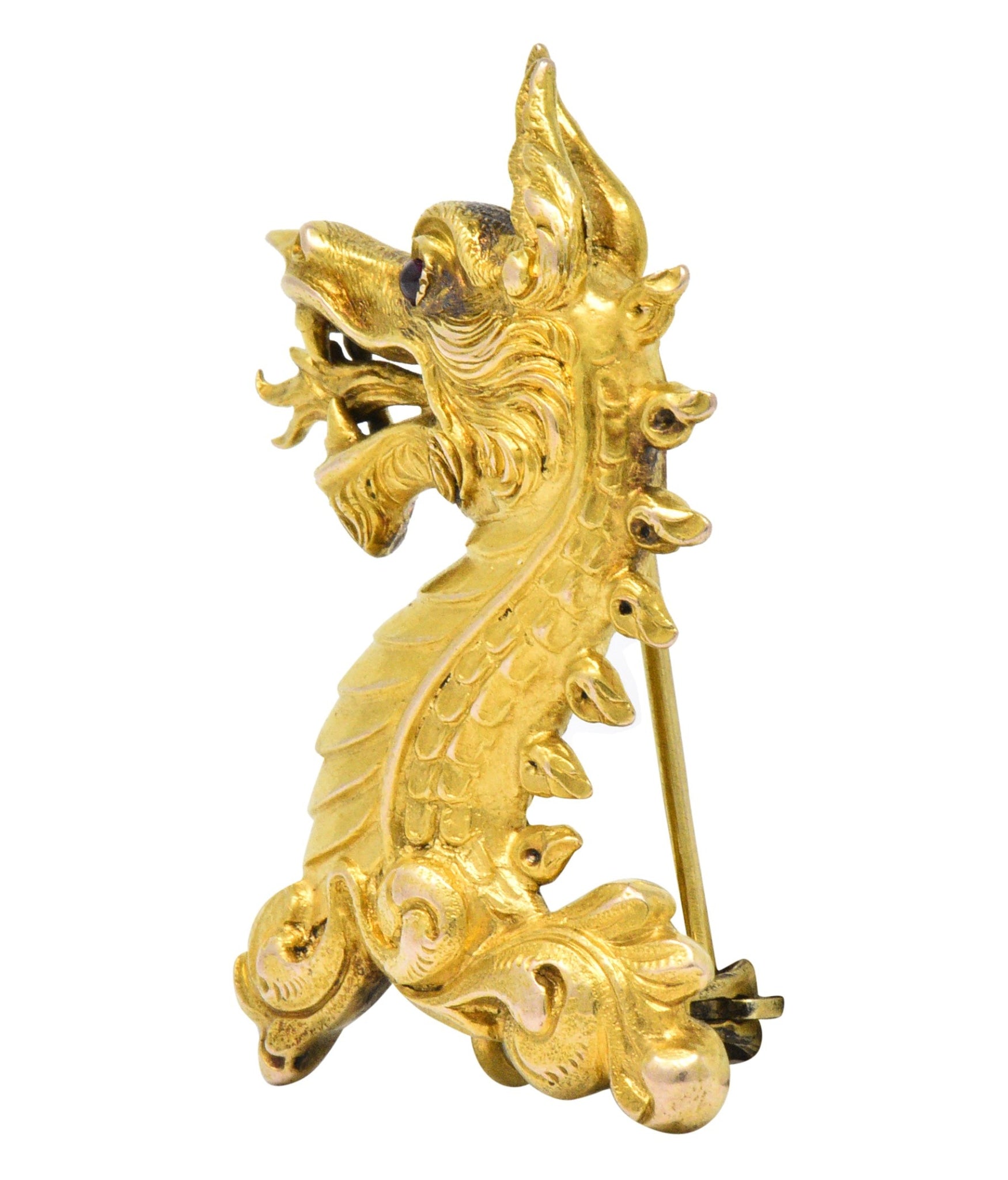 Late Victorian 14 Karat Gold Dragon Brooch Circa 1890 - Wilson's Estate Jewelry