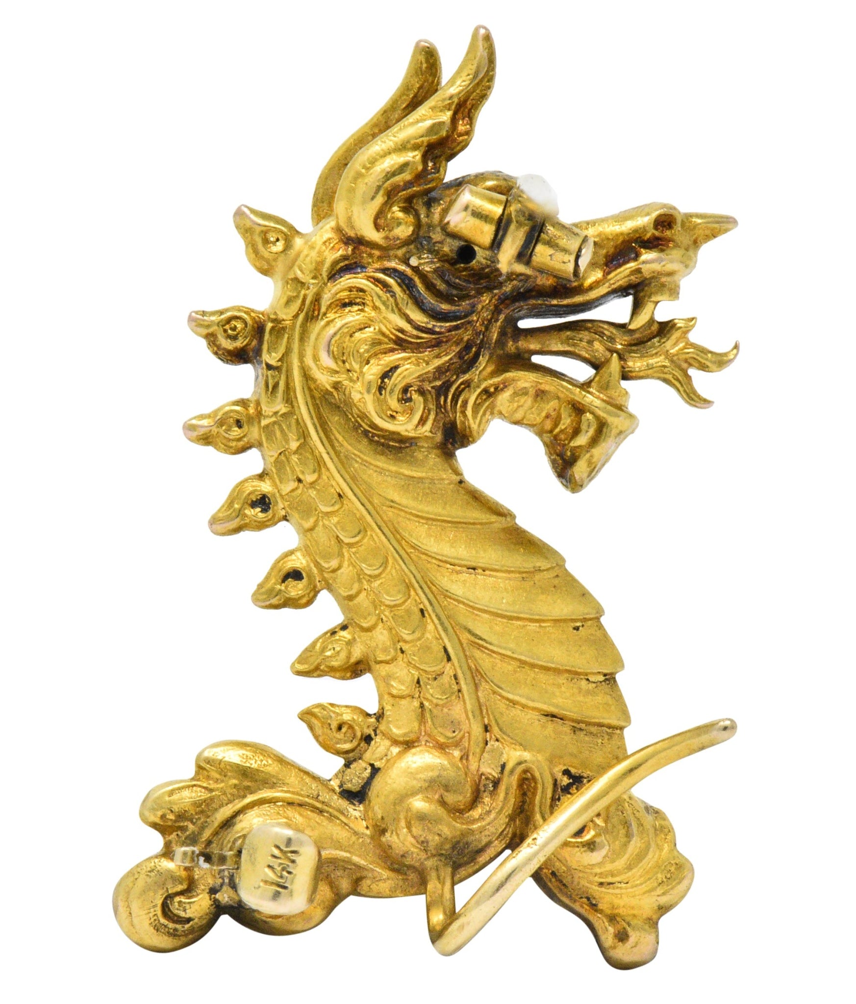 Late Victorian 14 Karat Gold Dragon Brooch Circa 1890 - Wilson's Estate Jewelry