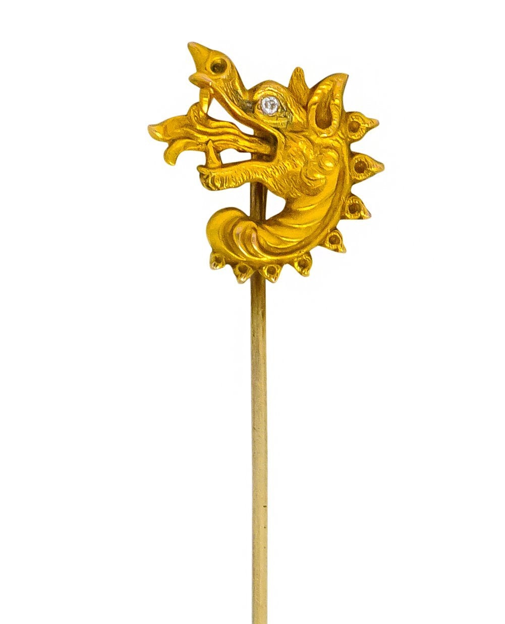 Late Victorian Diamond 14 Karat Gold Dragon Stickpin - Wilson's Estate Jewelry