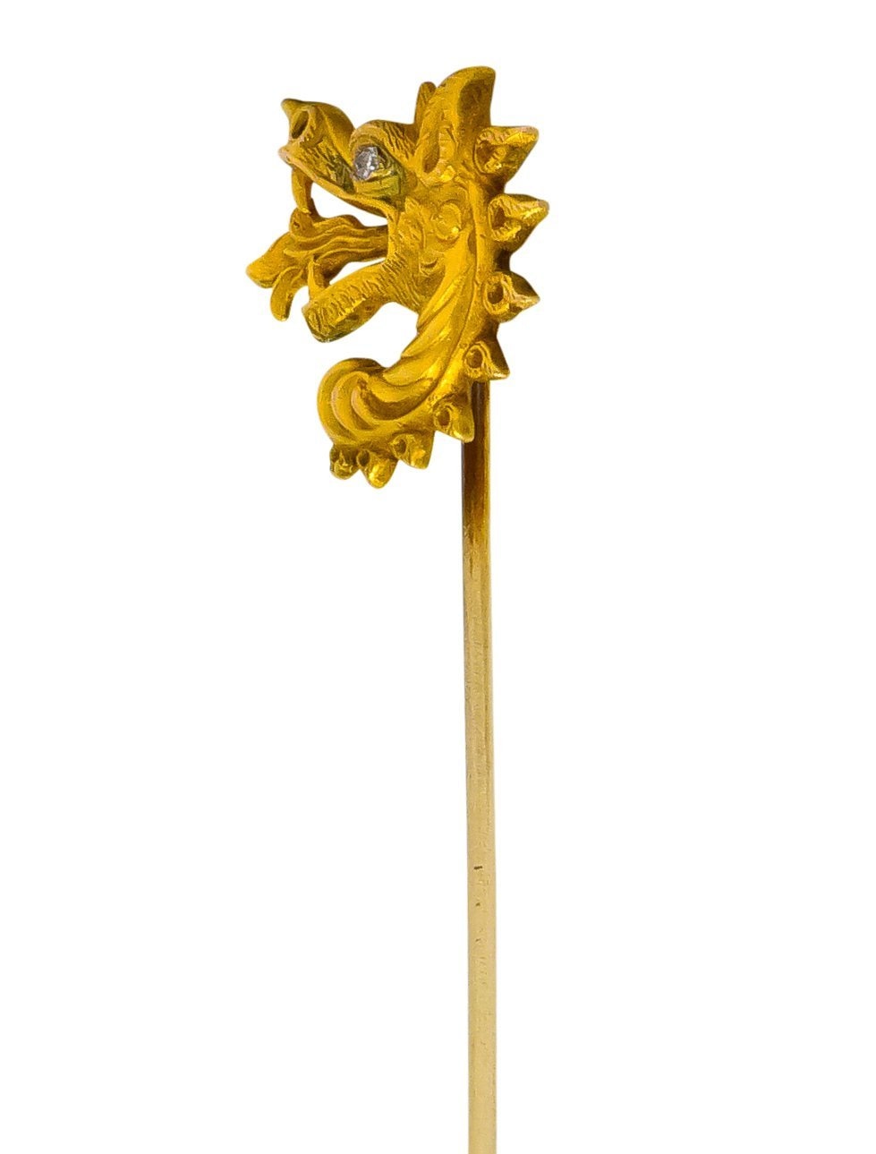 Late Victorian Diamond 14 Karat Gold Dragon Stickpin - Wilson's Estate Jewelry