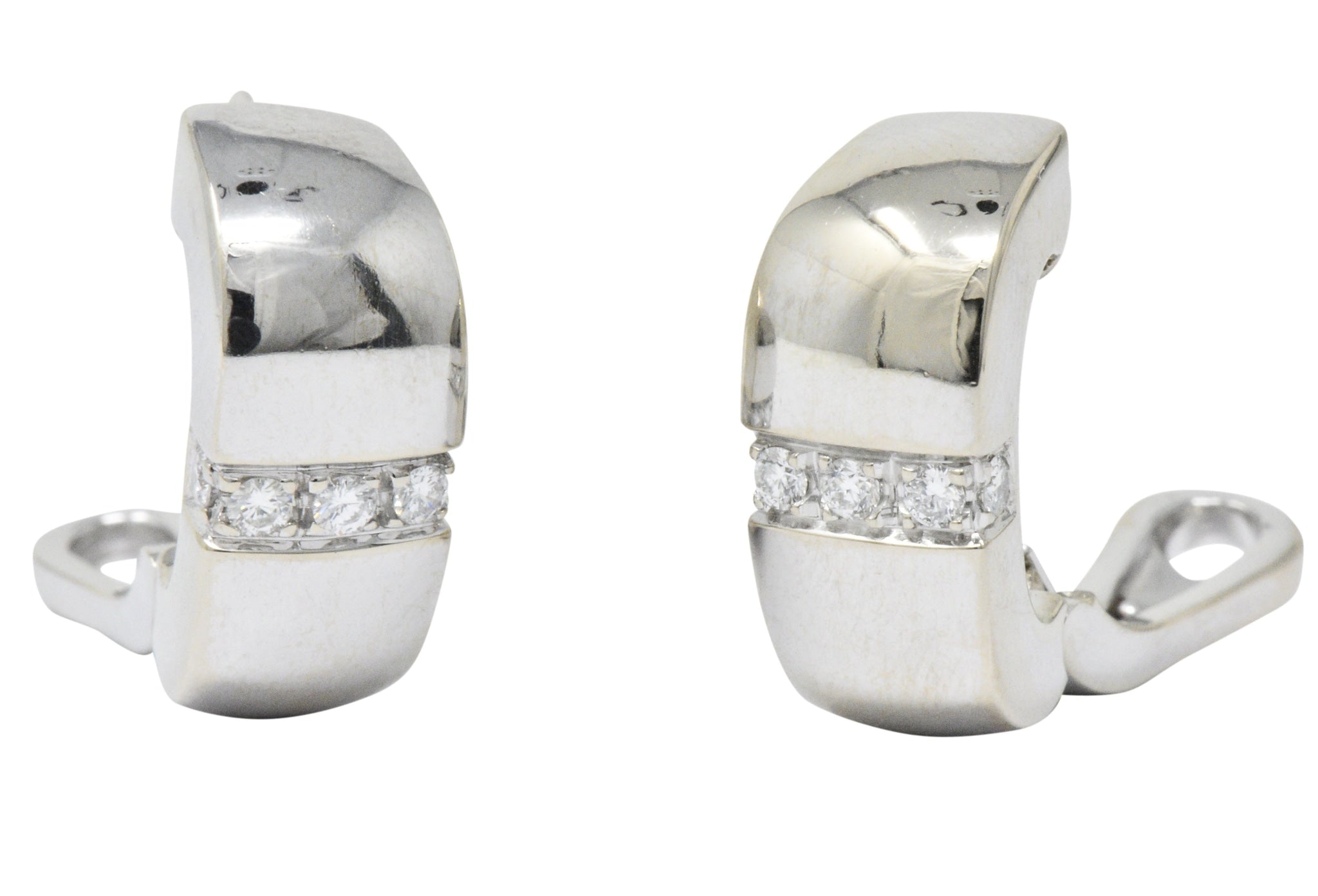 Mauboussin Paris 0.40 CTW Diamond 18 Karat White Gold Huggie Hoop Earrings Wilson's Estate Jewelry