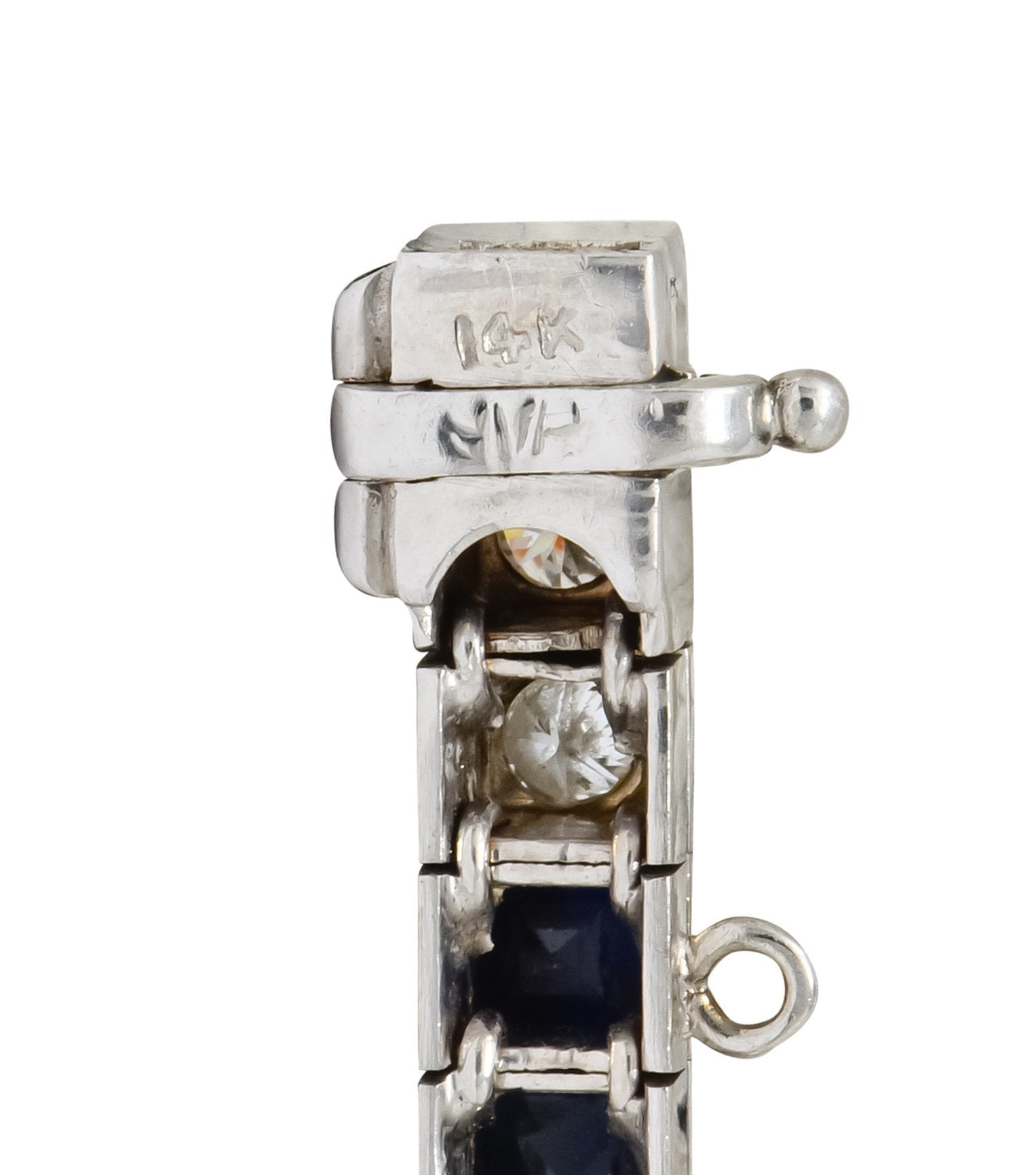 Mid-Century 7.00 CTW Diamond Sapphire 14 Karat White Gold Line Bracelet Circa 1950s - Wilson's Estate Jewelry