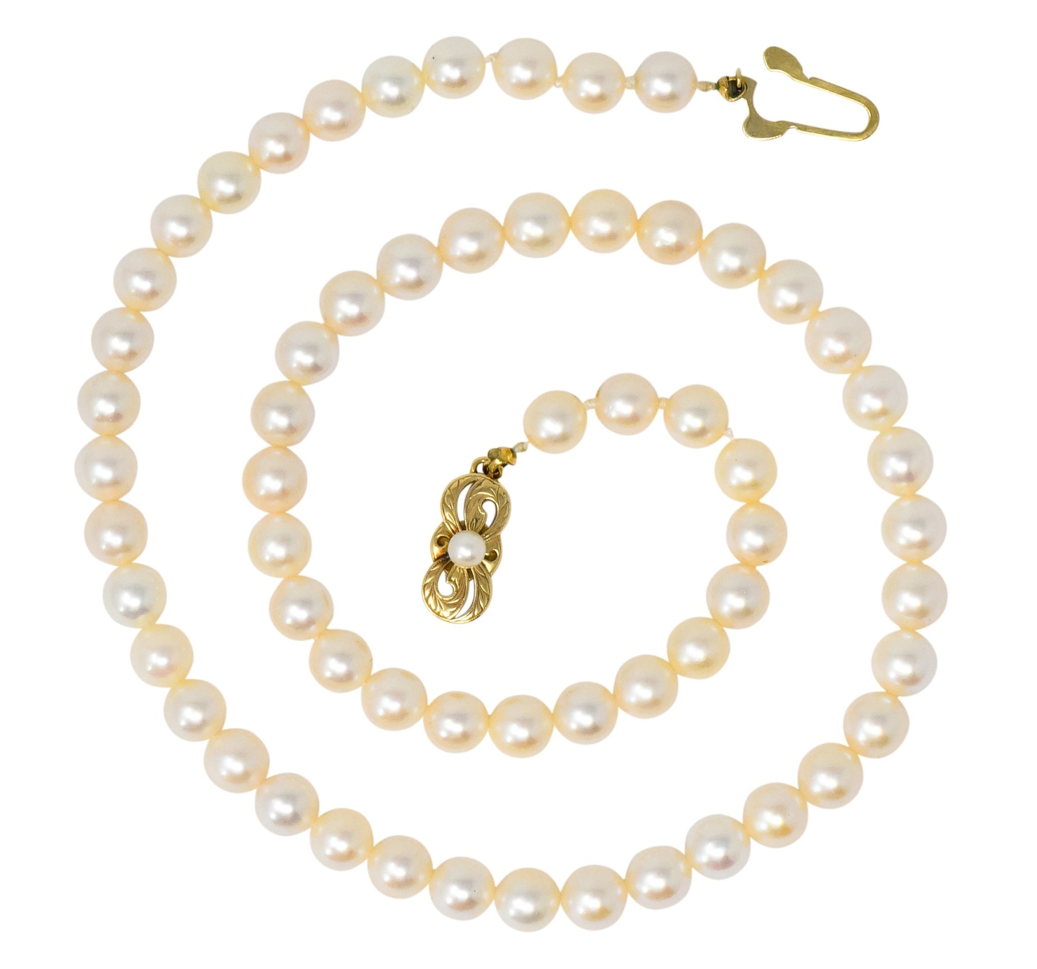 Mikimoto Contemporary Cultured Pearl 14 Karat Gold Necklace - Wilson's Estate Jewelry