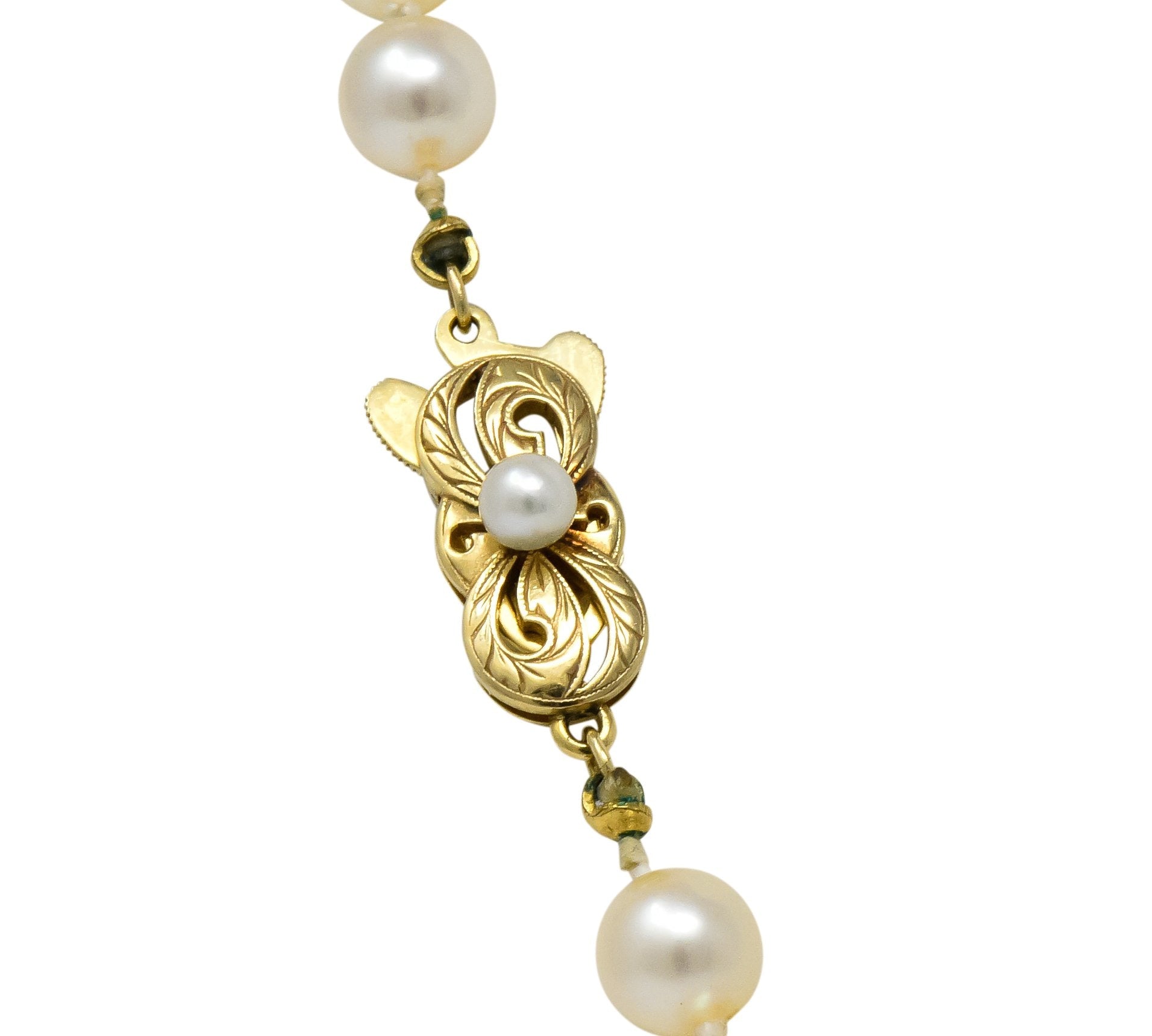 Mikimoto Contemporary Cultured Pearl 14 Karat Gold Necklace - Wilson's Estate Jewelry