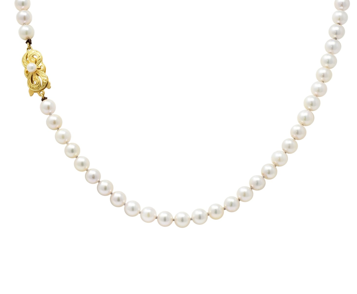 Mikimoto Contemporary Cultured Pearl 18 Karat Yellow Gold Necklace - Wilson's Estate Jewelry