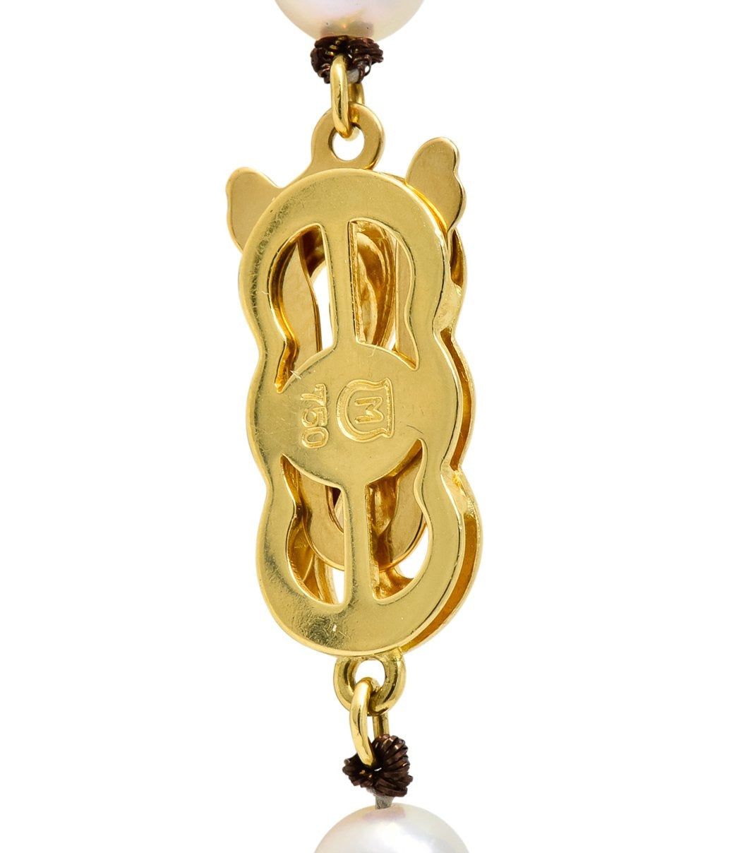 Mikimoto Contemporary Cultured Pearl 18 Karat Yellow Gold Necklace - Wilson's Estate Jewelry