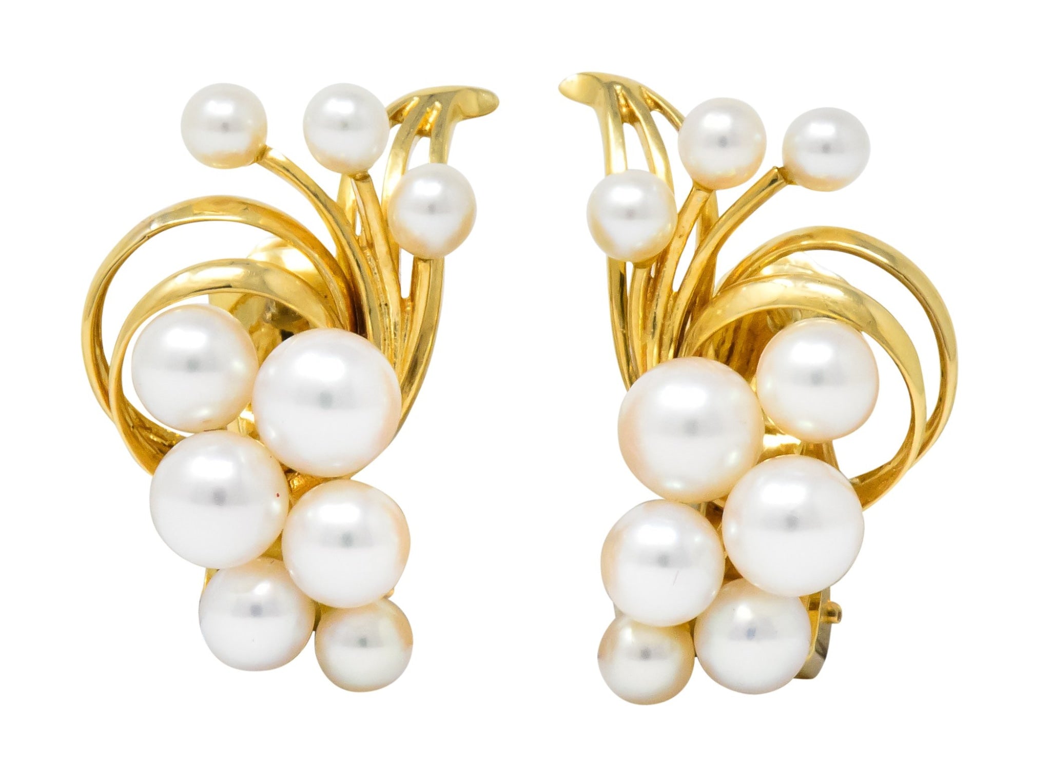 Mikimoto Cultured Pearl 18 Karat Gold Ear-Clip Earrings - Wilson's Estate Jewelry