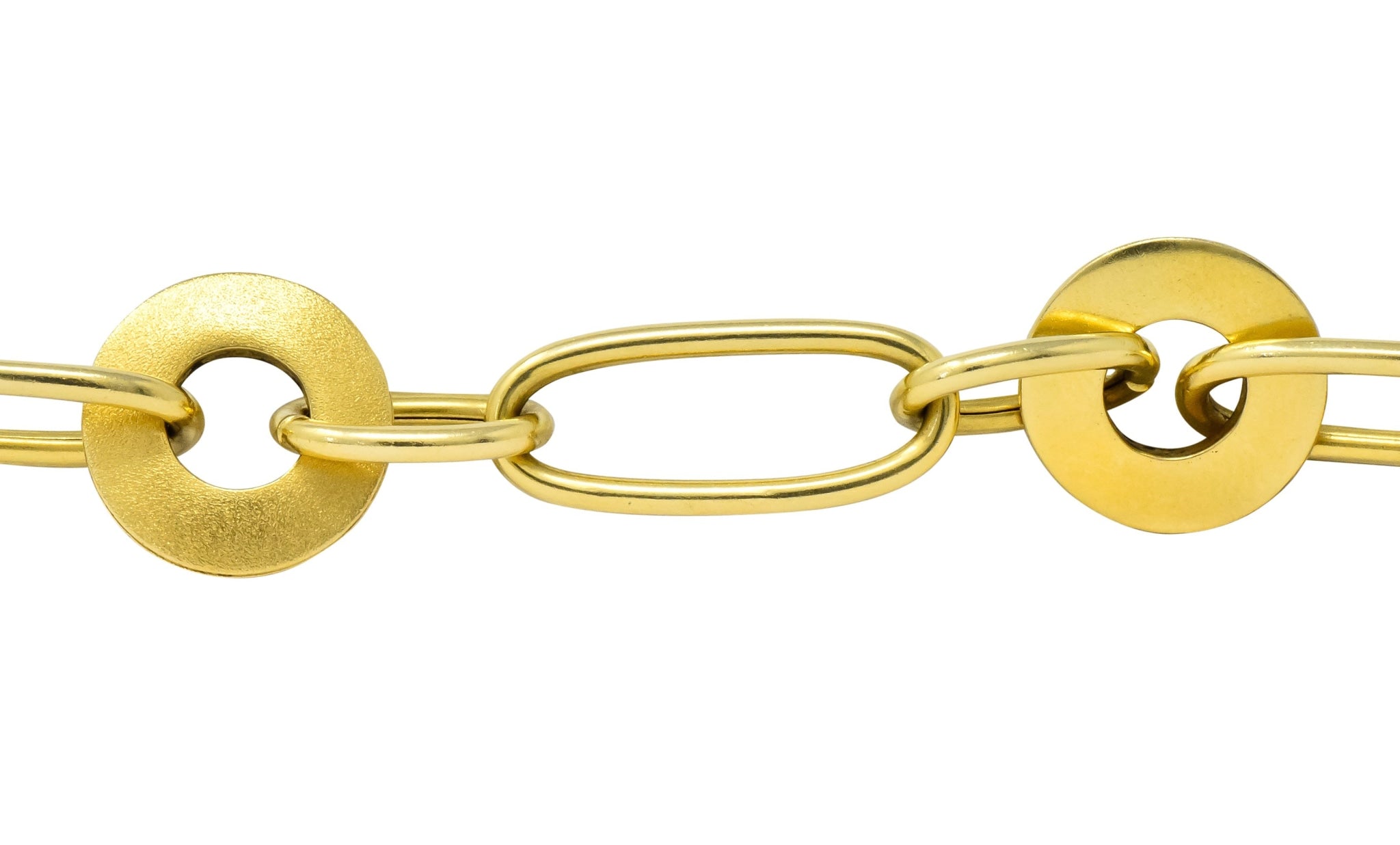 Modern 18 Karat Yellow Gold Disc Link Bracelet - Wilson's Estate Jewelry