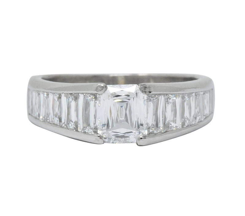 Modern 2.52 CTW Crisscut Diamond Platinum Engagement Ring GIA - Wilson's Estate Jewelry