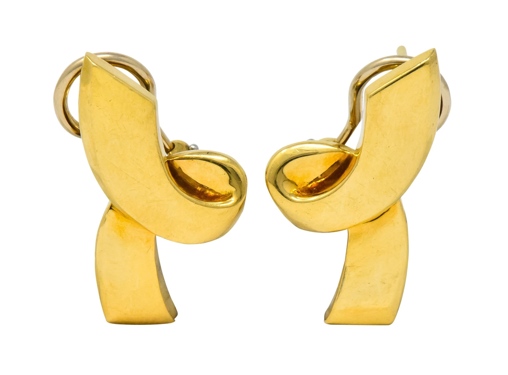 Paloma Picasso Tiffany & Co. 1986 18 Karat Yellow Gold Ribbon Earrings - Wilson's Estate Jewelry