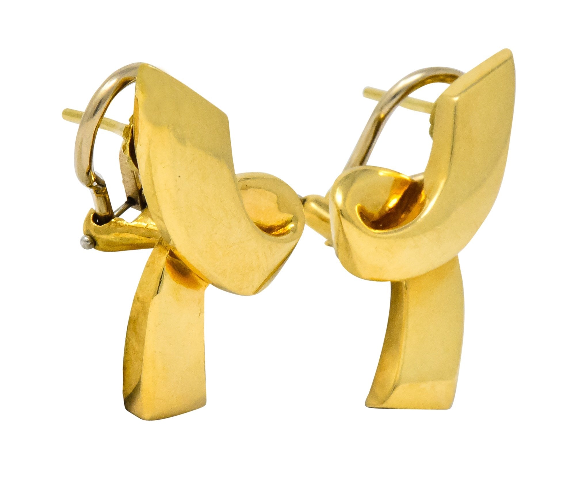 Paloma Picasso Tiffany & Co. 1986 18 Karat Yellow Gold Ribbon Earrings - Wilson's Estate Jewelry