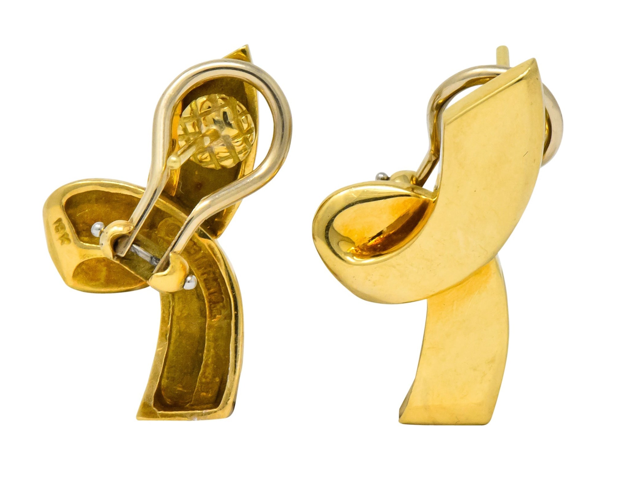 Paloma Picasso Tiffany & Co. 1986 18 Karat Yellow Gold Ribbon Earrings - Wilson's Estate Jewelry