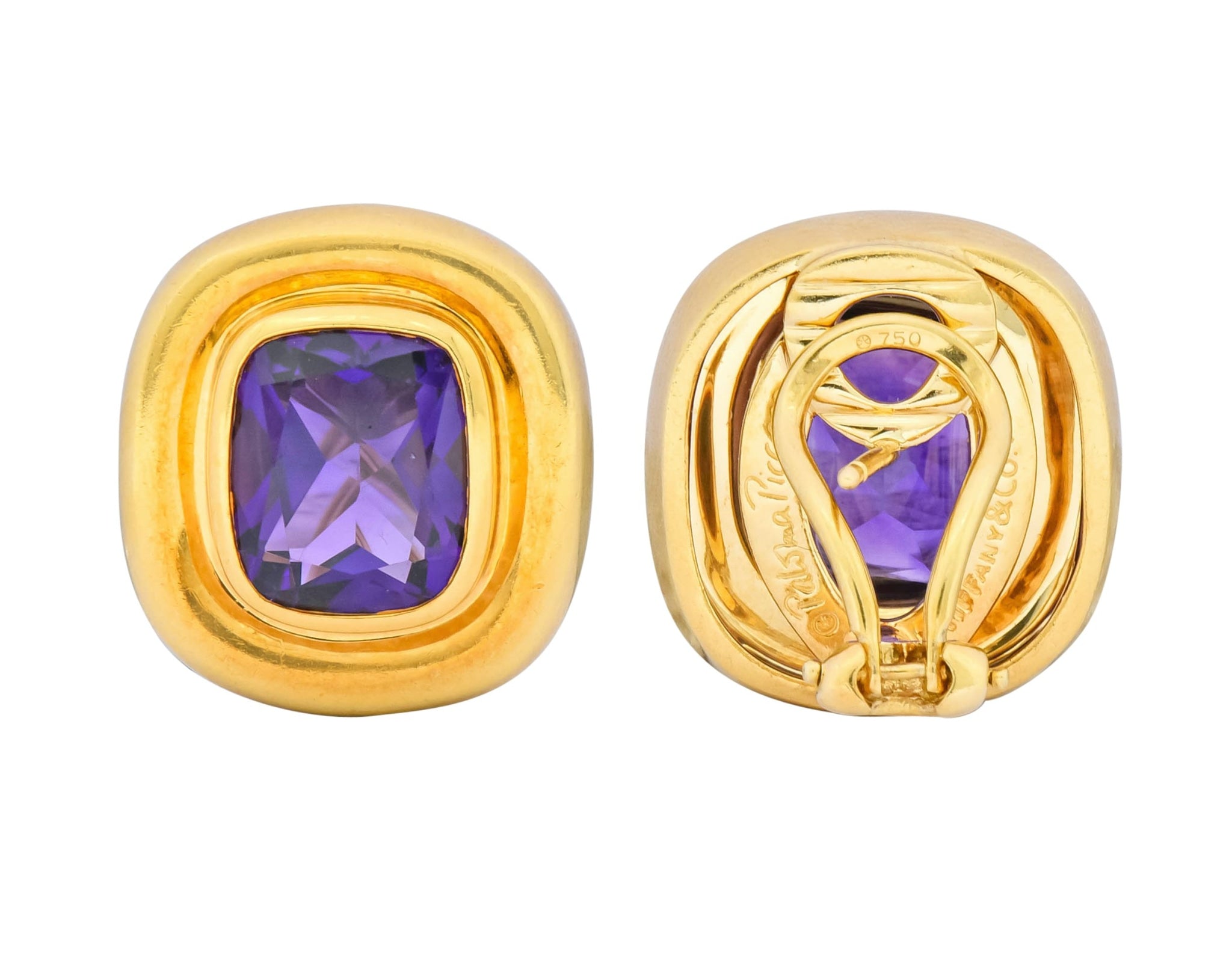 Paloma Picasso Tiffany & Co. Amethyst 18 Karat Gold Earrings Circa 1980 - Wilson's Estate Jewelry