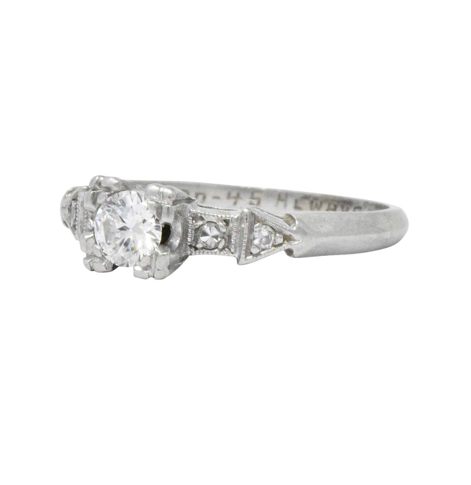 Retro 0.31 CTW Diamond Platinum Engagement Ring Wilson's Estate Jewelry