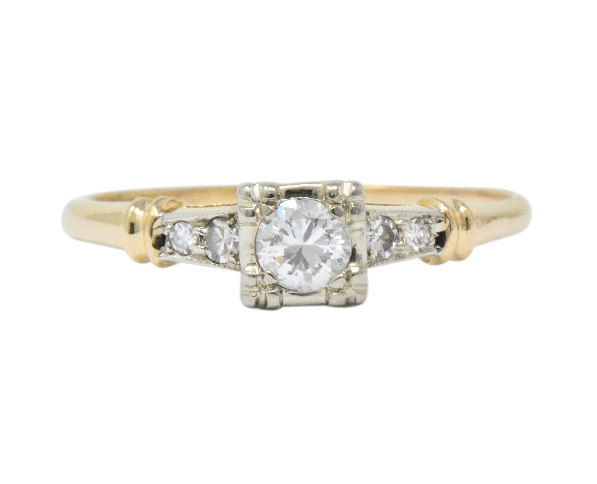 Retro 0.32 CTW Diamond 14 Karat Gold Engagement Ring Circa 1940 Wilson's Estate Jewelry