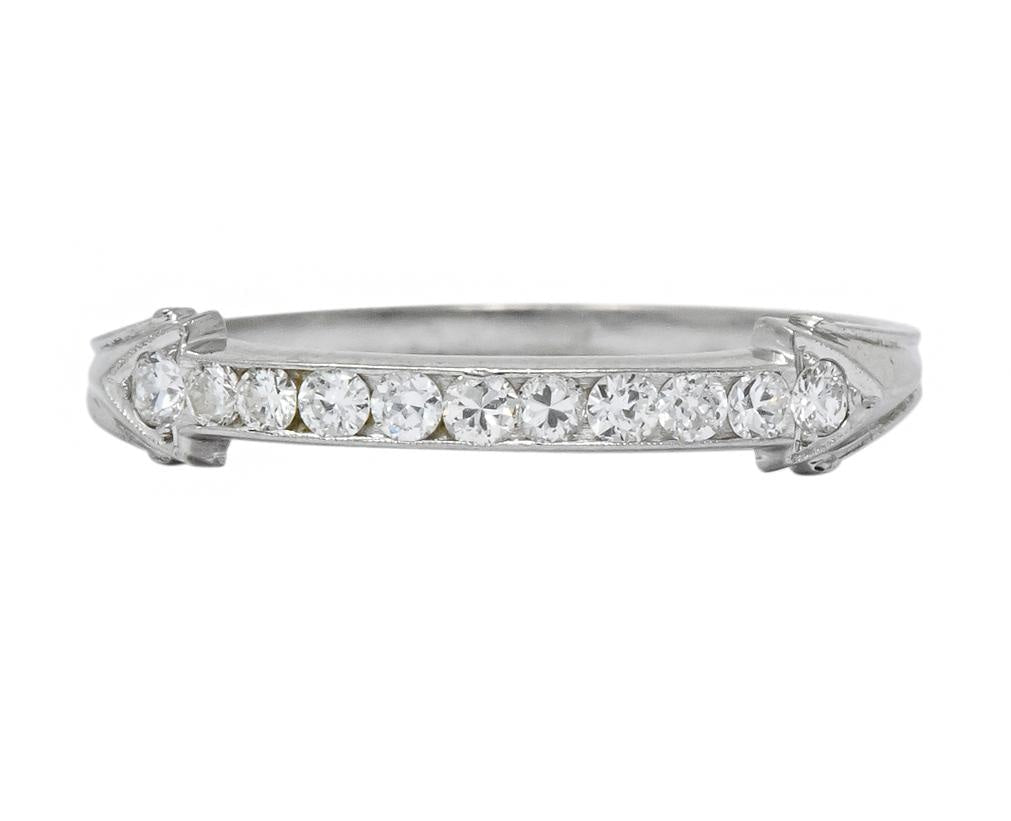 Retro 0.33 CTW Round Brilliant Cut Diamond Platinum Band Ring - Wilson's Estate Jewelry