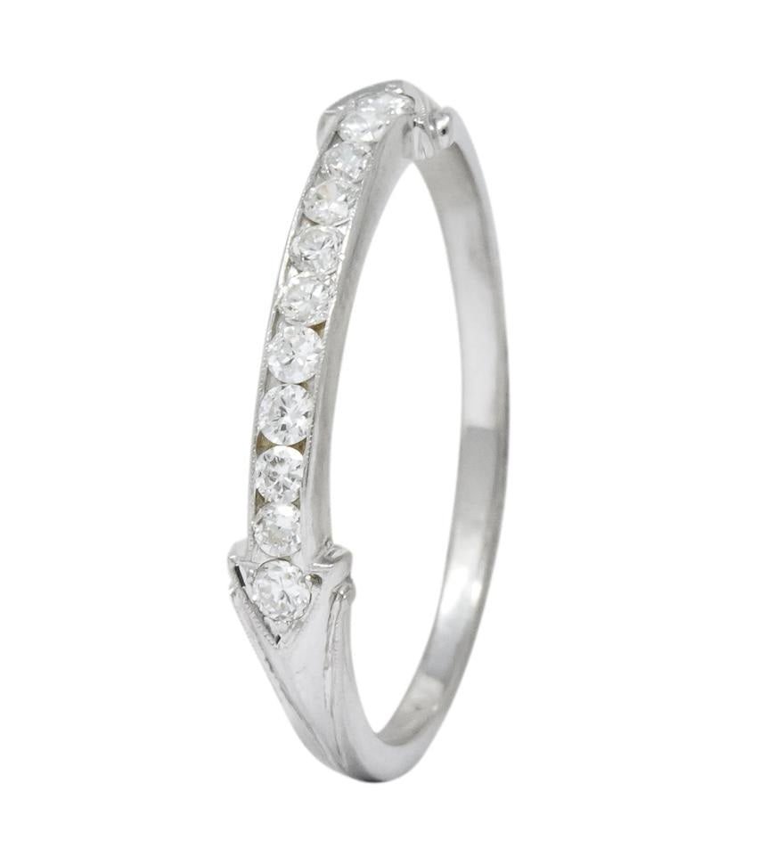 Retro 0.33 CTW Round Brilliant Cut Diamond Platinum Band Ring - Wilson's Estate Jewelry