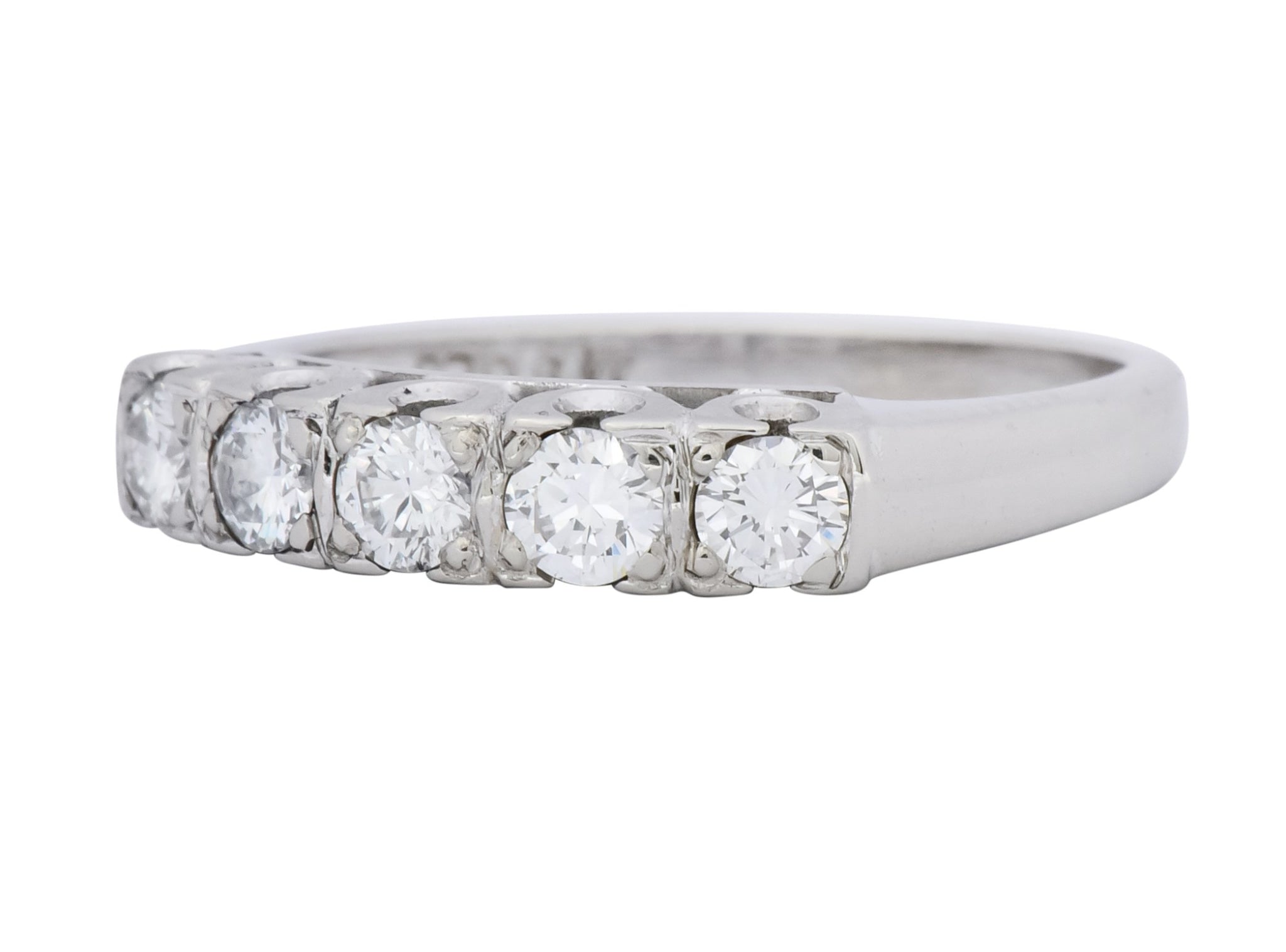 Retro 0.50 CTW Diamond 14 Karat White Gold Anniversary Band Ring 1950's - Wilson's Estate Jewelry