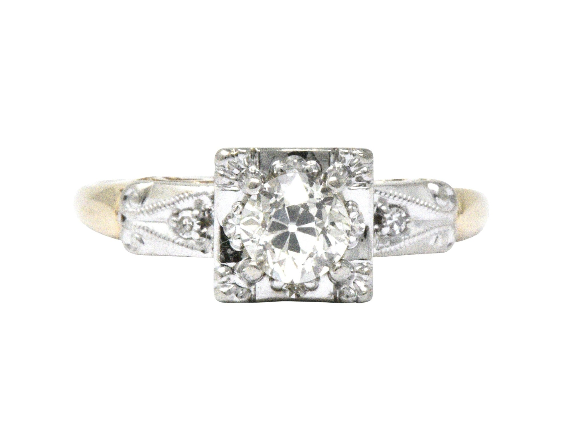 Retro 0.55 CTW Diamond Platinum-Topped 14 Karat Gold Engagement Ring Wilson's Estate Jewelry