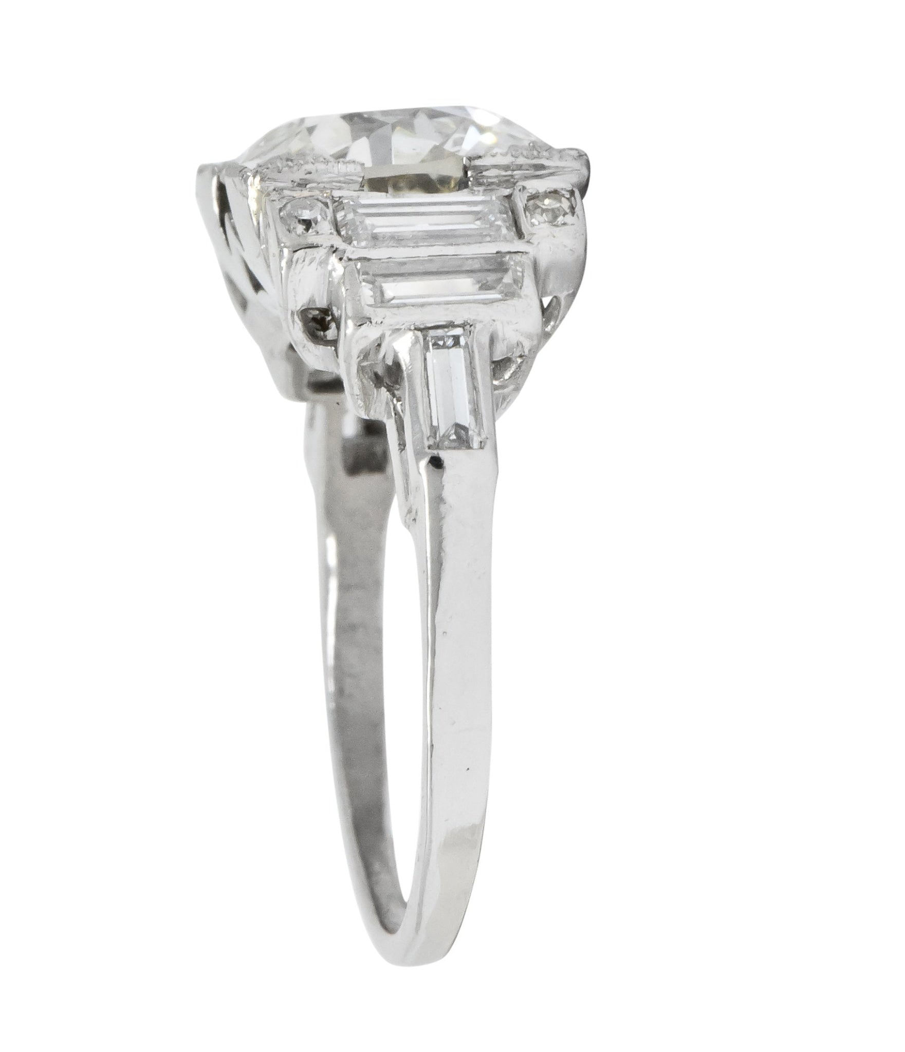 Retro 1940's 3.29 CTW Old European Diamond Platinum Engagement Ring GIA - Wilson's Estate Jewelry