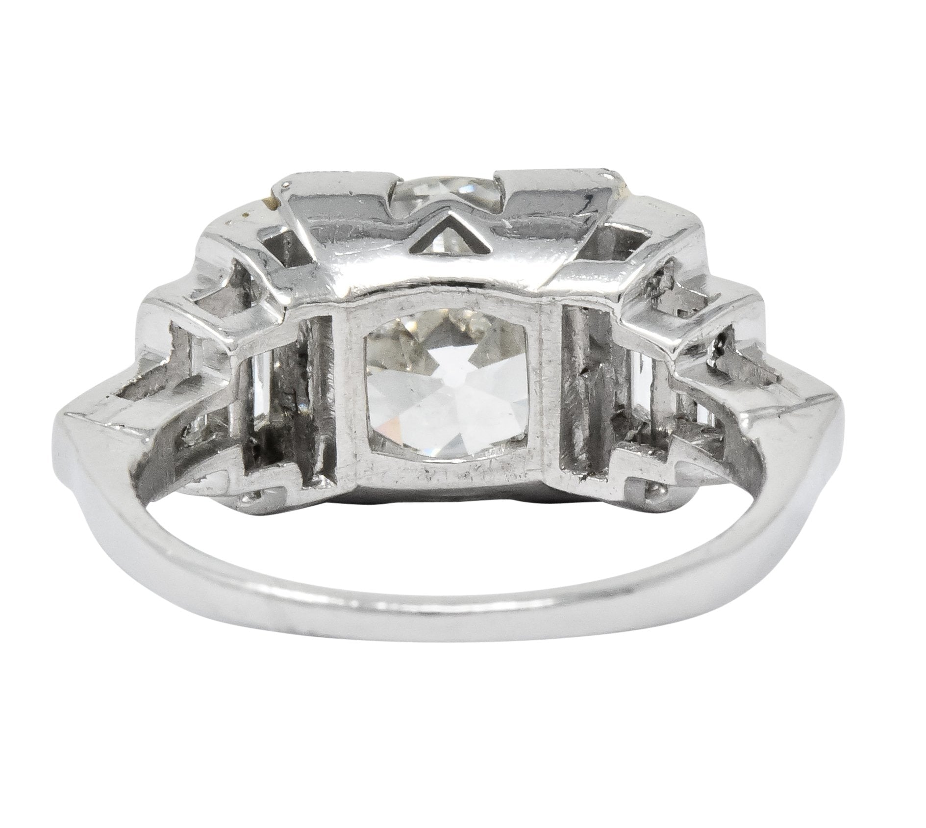 Retro 1940's 3.29 CTW Old European Diamond Platinum Engagement Ring GIA - Wilson's Estate Jewelry