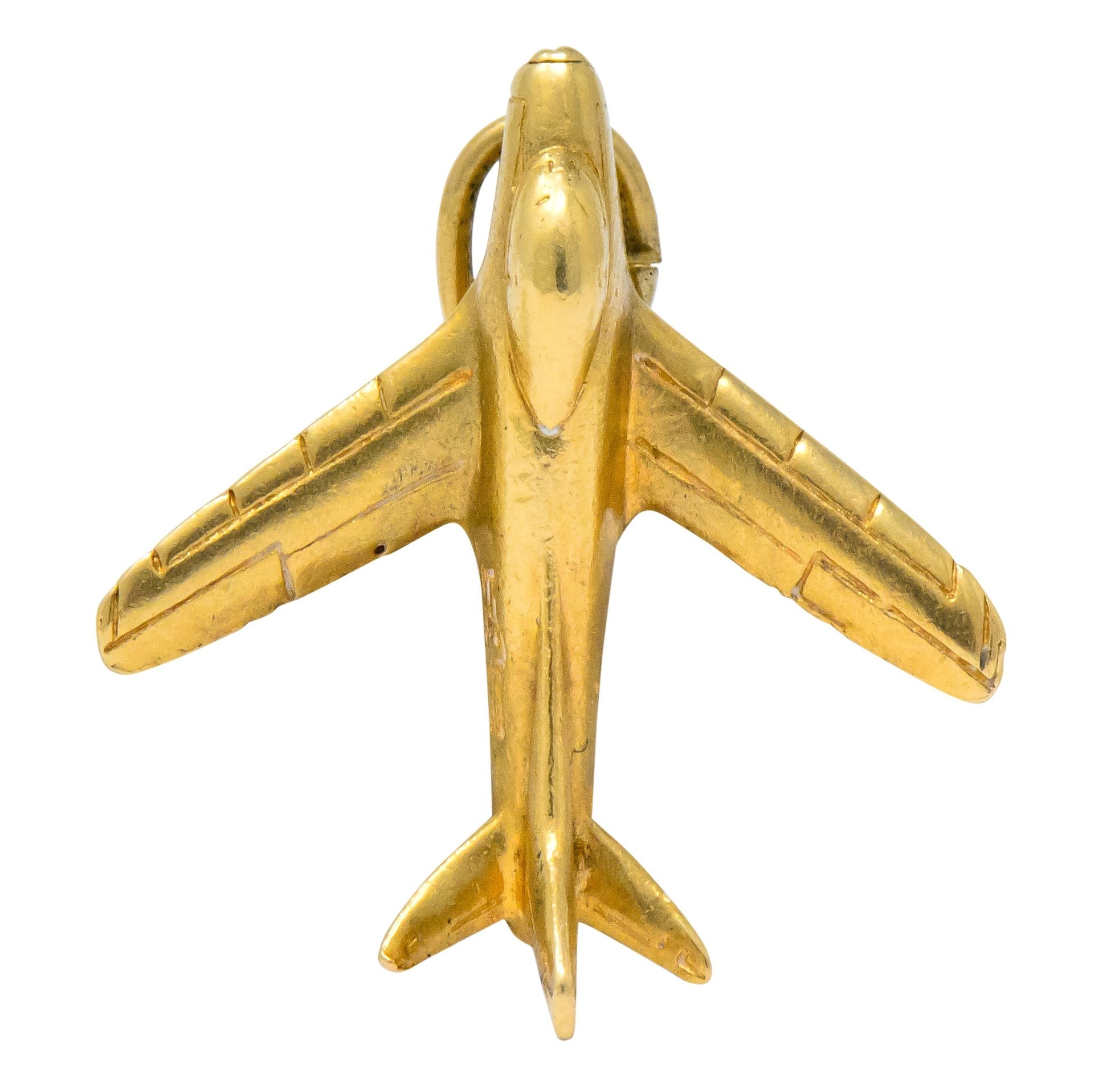 Retro 1950's 14 Karat Gold U.S. Air Force Fighter Plane Airplane Charm - Wilson's Estate Jewelry