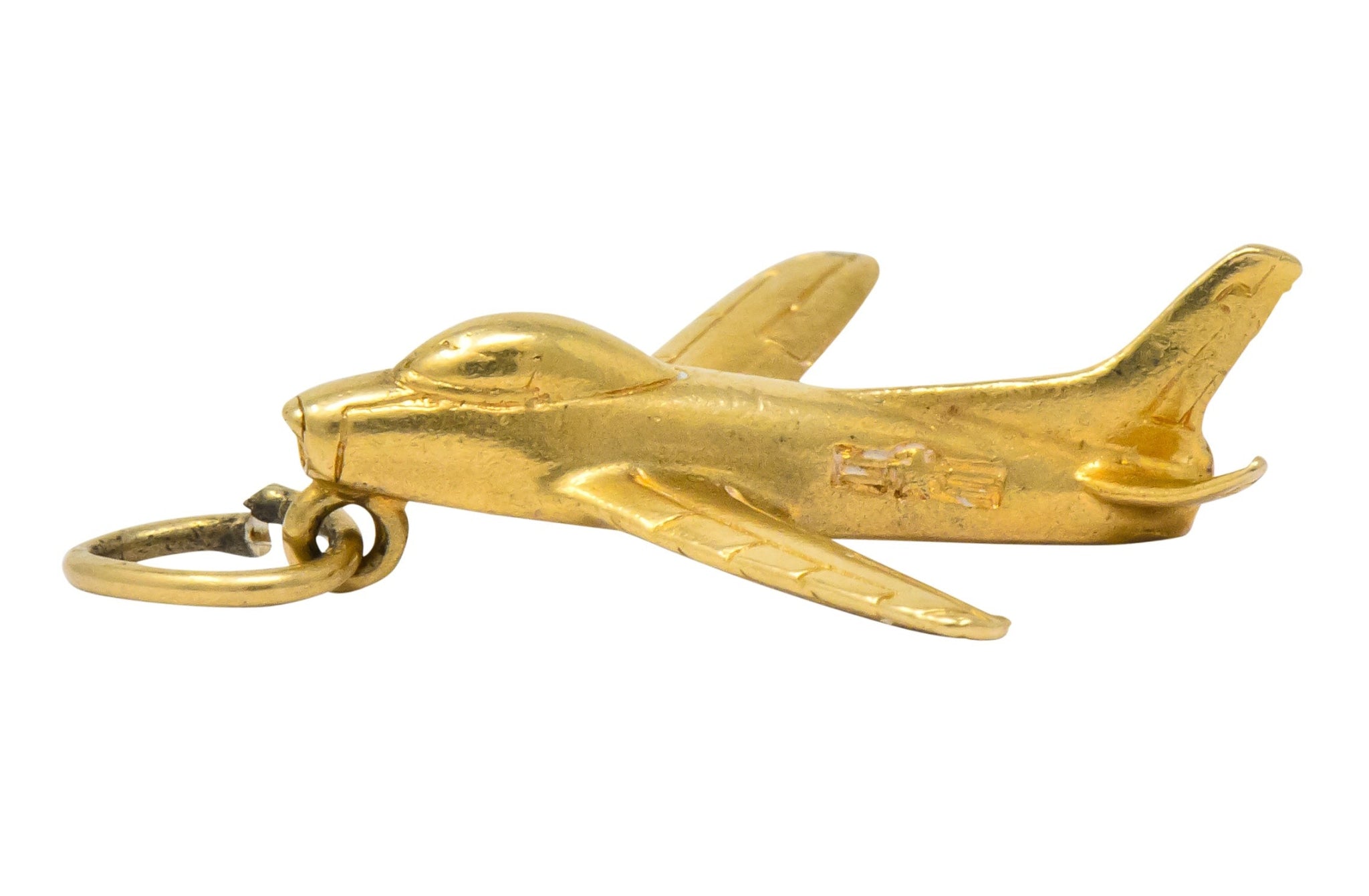 Retro 1950's 14 Karat Gold U.S. Air Force Fighter Plane Airplane Charm - Wilson's Estate Jewelry